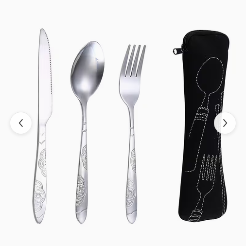 Stainless Steel Portable Cutlery - Black