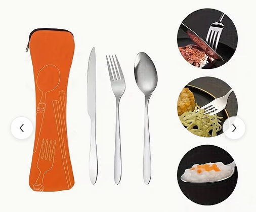 Stainless Steel Portable Cutlery - Orange