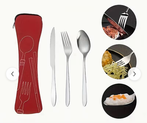 Stainless Steel Portable Cutlery - Red