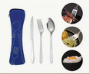 Stainless Steel Portable Cutlery - Navy Blue