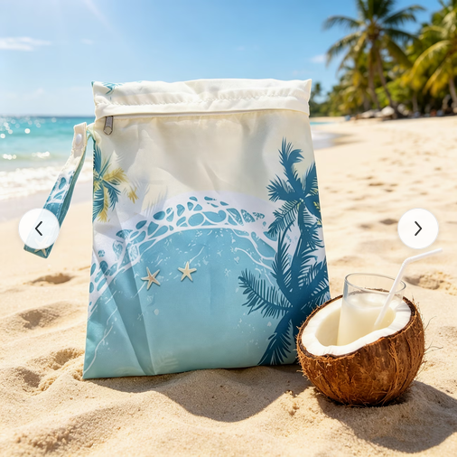 Wet Bag - Shells with Beach